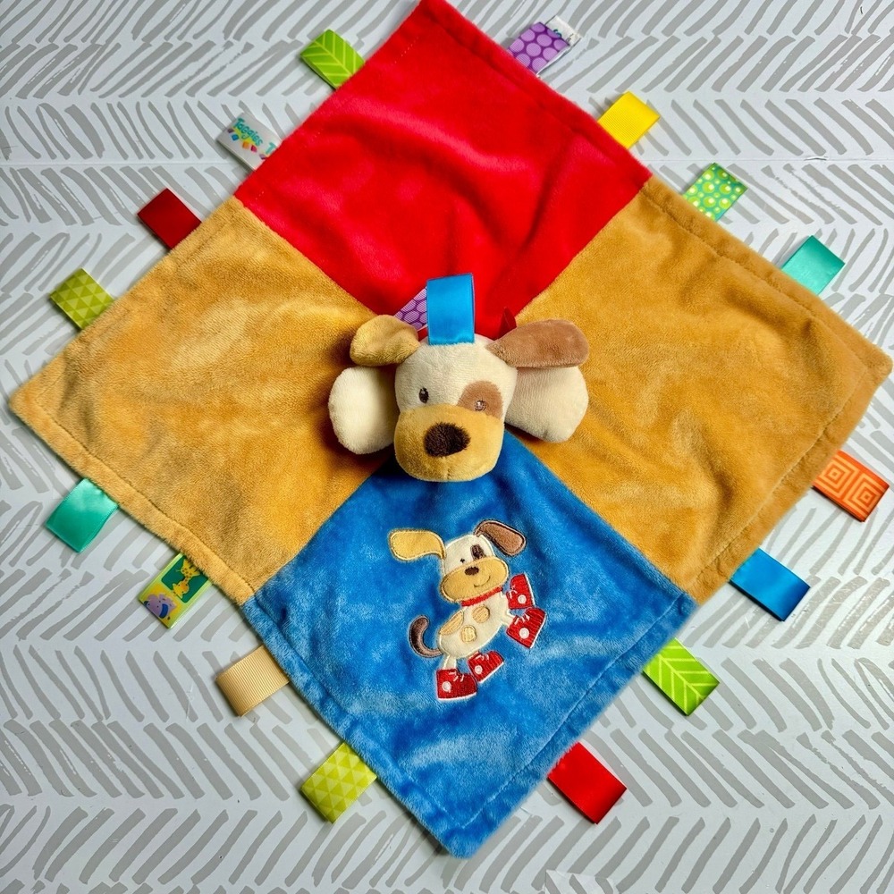 Mary Meyer Taggies Buddy Dog Character Blanket – 13in×13in plush lovey blanket